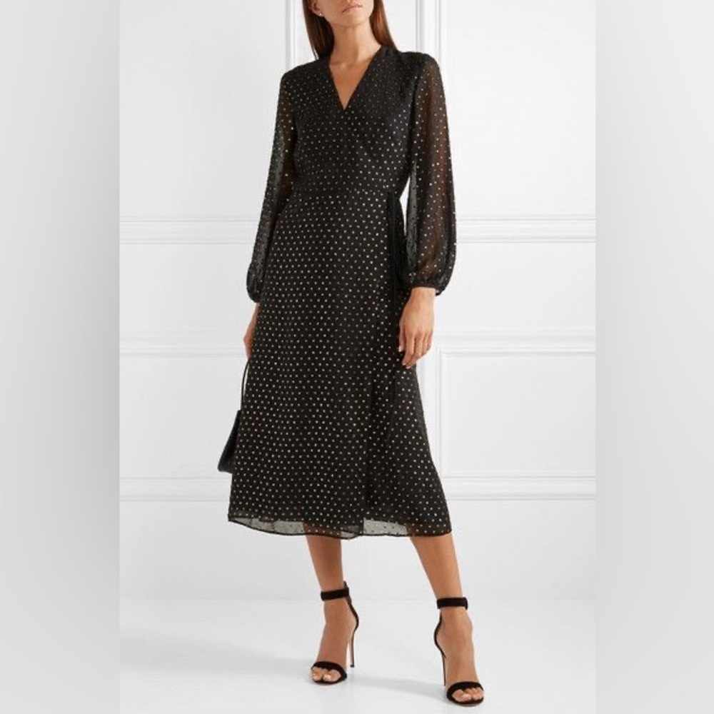 Michelle Mason Long Sleeve Midi Wrap Dress